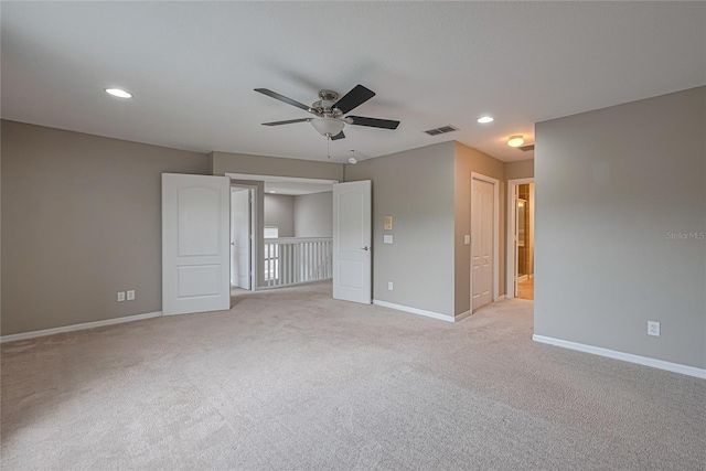 20109 Bay Cedar Ave, Tampa, FL 33647 - unfurnished bedroom featuring baseboards, recessed lighting, light colored carpet, and a ceiling fan