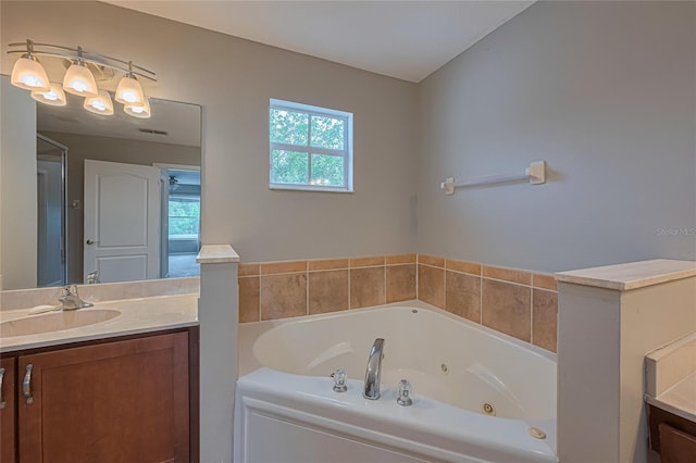 20109 Bay Cedar Ave, Tampa, FL 33647 - bathroom featuring vanity, a jetted tub, and plenty of natural light