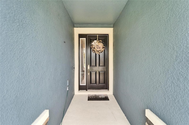 6127 Colmar Pl, Apollo Beach, FL 33572 - doorway to property with stucco siding