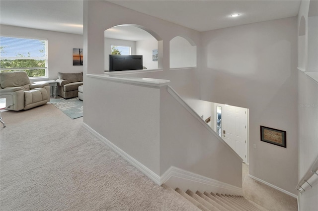 449 Bahama Grande Blvd, Apollo Beach, FL 33572 - hall with carpet flooring, baseboards, and recessed lighting