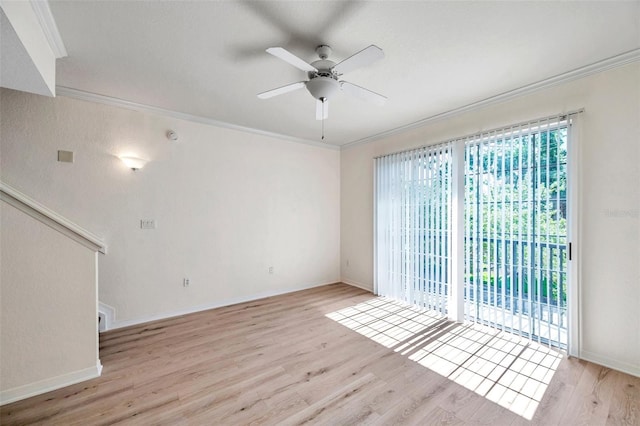 113 S Sherrill St Unit 113, Tampa, FL 33609 - spare room with ornamental molding, light wood-style flooring, a ceiling fan, and baseboards