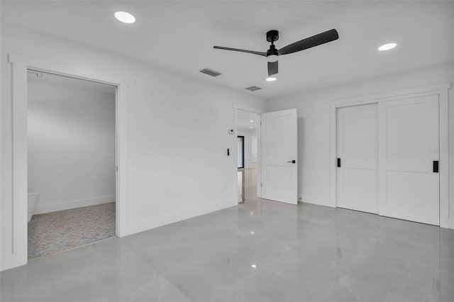 319 Midway Is, Clearwater Beach, FL 33767 - unfurnished bedroom featuring a closet, recessed lighting, ceiling fan, and baseboards