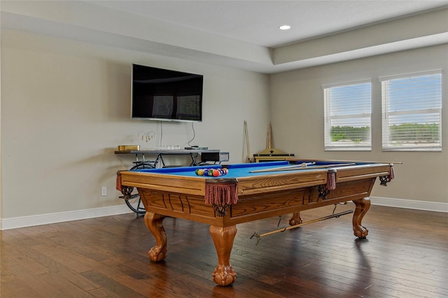 18696 Malinche Loop, Spring Hill, FL 34610 - playroom featuring billiards, baseboards, wood-type flooring, and recessed lighting