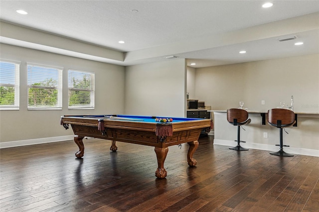 18696 Malinche Loop, Spring Hill, FL 34610 - playroom with pool table, baseboards, wood-type flooring, and recessed lighting