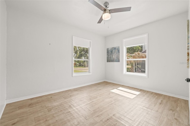 5622 Tangerine Ave S, Gulfport, FL 33707 - spare room featuring light wood-type flooring, ceiling fan, and baseboards