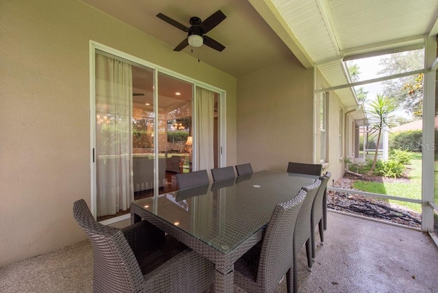 4228 Silver Star Dr, Spring Hill, FL 34609 - sunroom featuring ceiling fan, outdoor dining space, and healthy amount of natural light