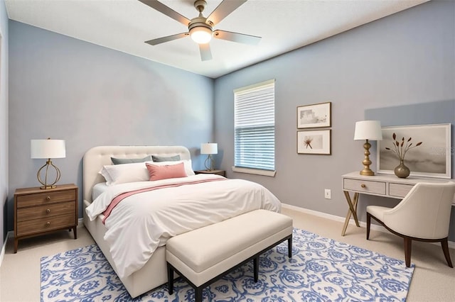 9806 Bennington Dr, Tampa, FL 33626 - bedroom featuring light carpet, baseboards, and a ceiling fan