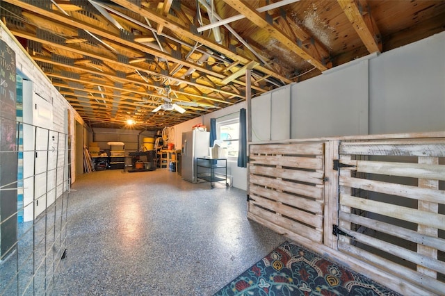 3312 Holly Springs Dr, Hernando Beach, FL 34607 - basement with stainless steel refrigerator with ice dispenser