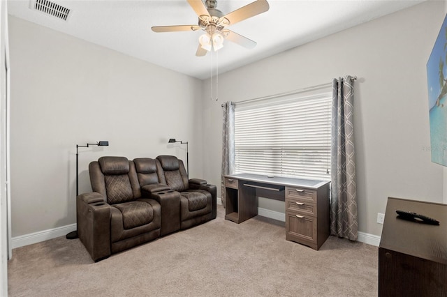 18620 Rococo Rd, Spring Hill, FL 34610 - office with a ceiling fan, light carpet, and baseboards