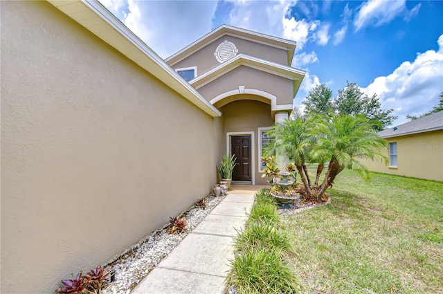 4227 Bethpage Ct, Wesley Chapel, FL 33543 - entrance to property featuring a yard and stucco siding