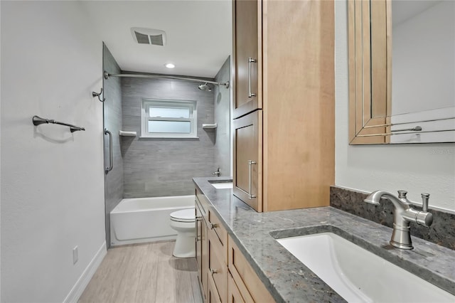 5264 S Spy Glass Pt, Homosassa, FL 34448 - full bathroom with shower / bath combination, double vanity, and wood finished floors