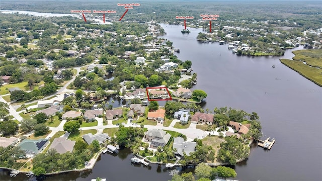 5264 S Spy Glass Pt, Homosassa, FL 34448 - aerial view of residential area featuring a large body of water