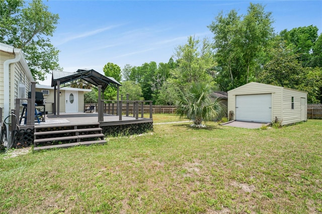 8356 W Tawny Rose, Crystal River, FL 34429 - view of yard with a wooden deck, a gazebo, an outbuilding, and view of wooded area