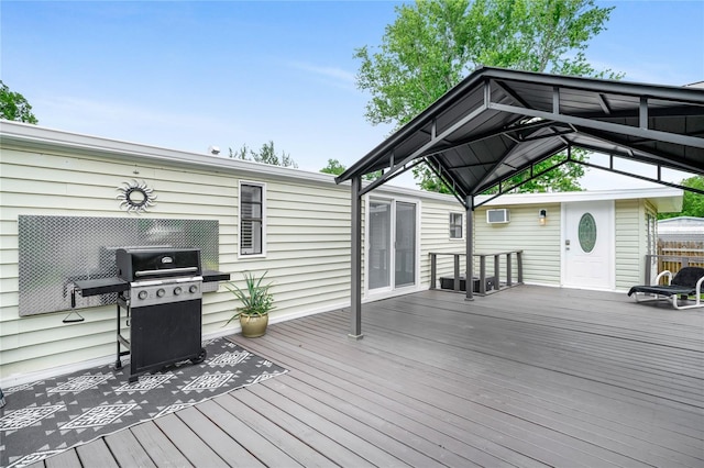 8356 W Tawny Rose, Crystal River, FL 34429 - wooden terrace featuring a grill and a wall mounted AC