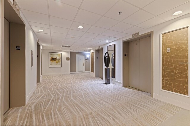 1 Beach Dr SE Unit 2011, Saint Petersburg, FL 33701 - finished below grade area featuring elevator, light colored carpet, recessed lighting, and a paneled ceiling