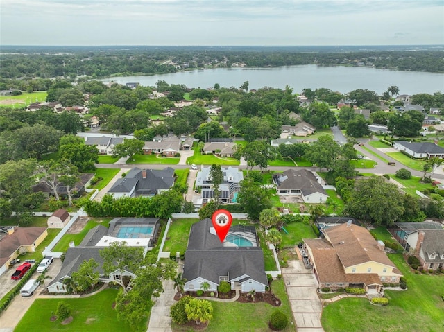 1034 Brighton Way, Lakeland, FL 33813 - aerial overview of property's location featuring a nearby body of water, nearby suburban area, and a pool