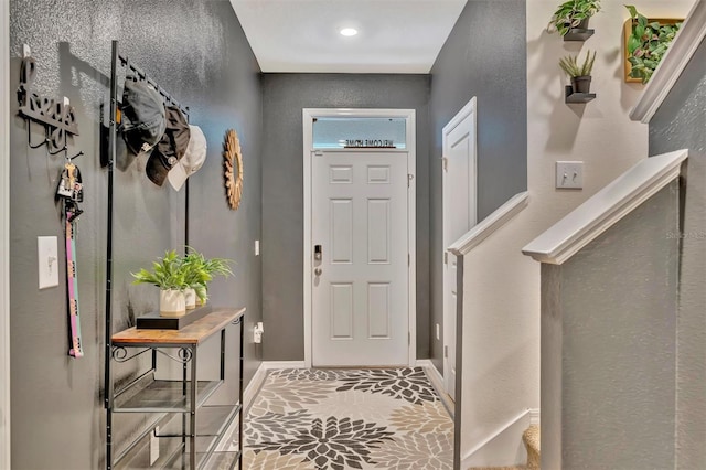 3320 Pleasant Willow Ct, Brandon, FL 33511 - foyer with a textured wall, baseboards, and recessed lighting