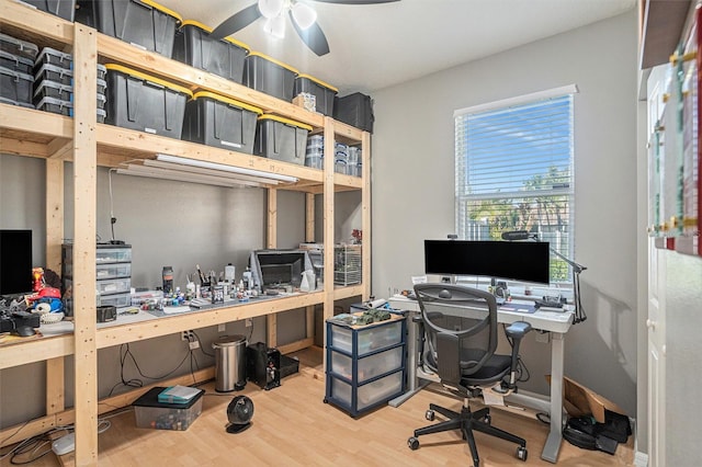 1135 Millbrook Cir, Bradenton, FL 34212 - home office with wood finished floors and ceiling fan