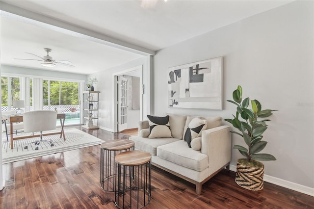 18914 Geraci Rd, Lutz, FL 33548 - living room featuring wood finished floors and a ceiling fan