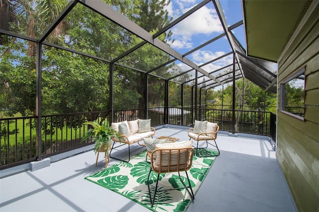18914 Geraci Rd, Lutz, FL 33548 - view of patio / terrace with an outdoor living space and glass enclosure