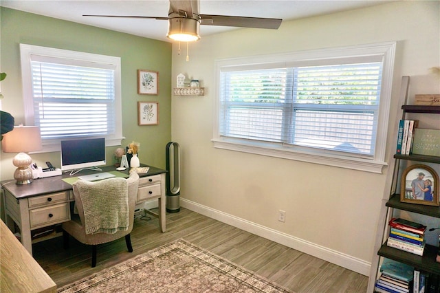 135 Emerald Ln, Largo, FL 33771 - office space featuring a ceiling fan, light wood-style flooring, and plenty of natural light