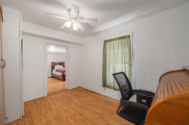 1235 Bass Blvd, Dunedin, FL 34698 - home office with light wood-style floors and a ceiling fan