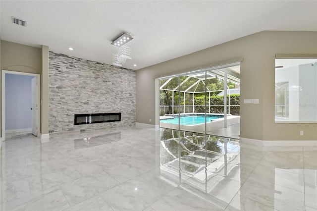 1460 Kensington Woods Dr, Lutz, FL 33549 - outdoor pool with a fireplace