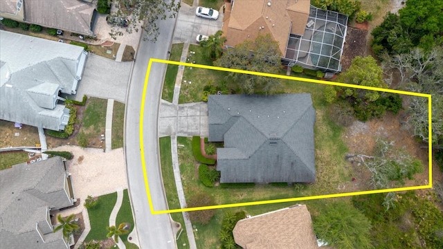 1852 Longview Ln, Tarpon Springs, FL 34689 - aerial perspective of suburban area with property parcel outlined