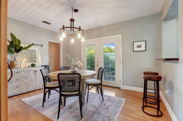 7224 Park St S, St Pete Beach, FL 33707 - dining room featuring light wood-type flooring, french doors, and baseboards