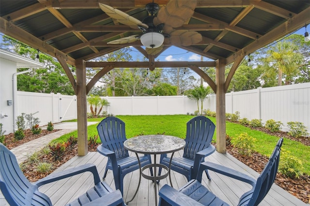 7224 Park St S, St Pete Beach, FL 33707 - view of patio / terrace with ceiling fan and a gazebo