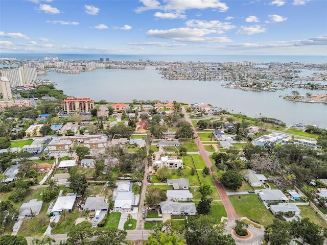 7224 Park St S, St Pete Beach, FL 33707 - aerial view of property and surrounding area featuring a nearby body of water and nearby urban area