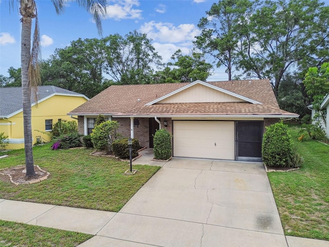 13127 Topflite Ct, Hudson, FL 34669 - single story home with an attached garage, a front lawn, concrete driveway, and a shingled roof