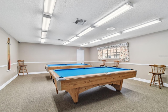 13127 Topflite Ct, Hudson, FL 34669 - playroom with a textured ceiling, pool table, carpet floors, and baseboards