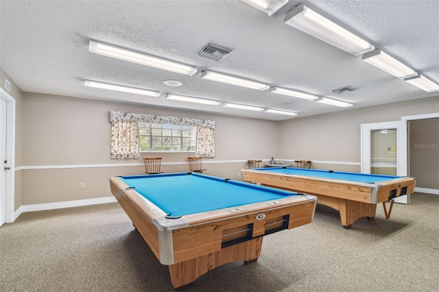 13127 Topflite Ct, Hudson, FL 34669 - recreation room with a textured ceiling, billiards table, carpet flooring, and baseboards