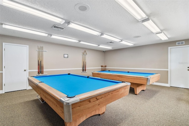 13127 Topflite Ct, Hudson, FL 34669 - game room featuring pool table, a textured ceiling, carpet floors, and baseboards