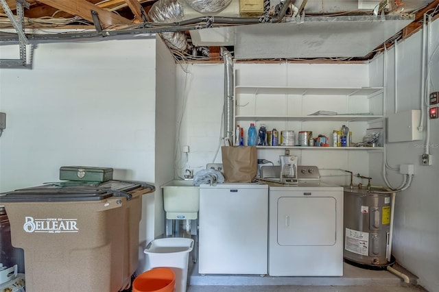 501 Poinsettia Rd, Belleair, FL 33756 - unfinished basement with separate washer and dryer and water heater