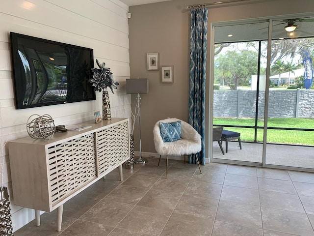 4444 Aqua Mirage St, Sarasota, FL 34238 - sitting room with a ceiling fan and baseboards