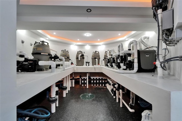 6526 Surfside Blvd, Apollo Beach, FL 33572 - wine area featuring a raised ceiling and recessed lighting