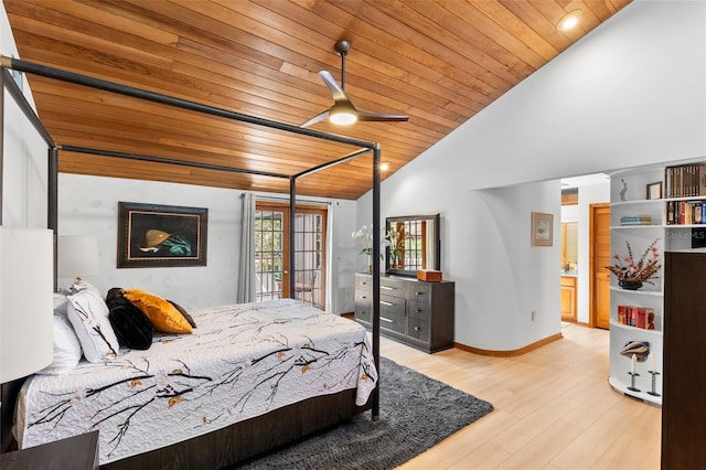 3133 Harvest Moon Dr, Palm Harbor, FL 34683 - bedroom with wooden ceiling, wood finished floors, high vaulted ceiling, and recessed lighting