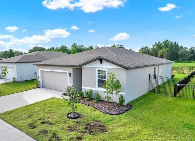 3146 Forrest Plum Ct, Zephyrhills, FL 33540 - ranch-style home featuring an attached garage, driveway, stucco siding, and roof with shingles
