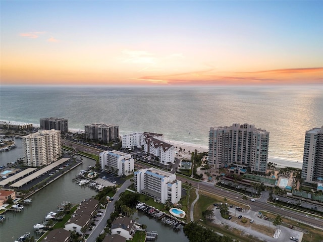 1581 Gulf Blvd Unit 403N, Clearwater Beach, FL 33767 - aerial view at dusk of a water view and a city view