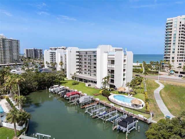 1581 Gulf Blvd Unit 403N, Clearwater Beach, FL 33767 - bird's eye view of a large body of water and a pool area