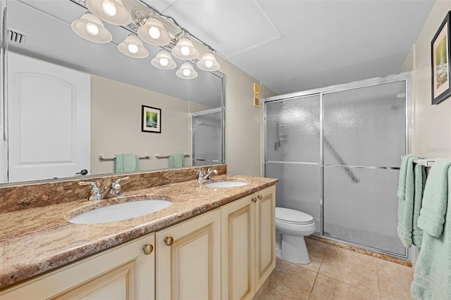 1581 Gulf Blvd Unit 403N, Clearwater Beach, FL 33767 - full bath featuring double vanity, toilet, tile patterned floors, and a stall shower