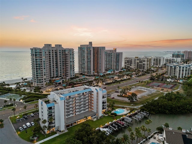 1581 Gulf Blvd Unit 403N, Clearwater Beach, FL 33767 - aerial view at dusk of a water view and a view of city