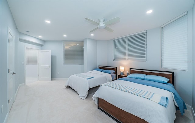 1 Seaside Ln Unit 302, Belleair, FL 33756 - bedroom with recessed lighting, carpet flooring, and a ceiling fan