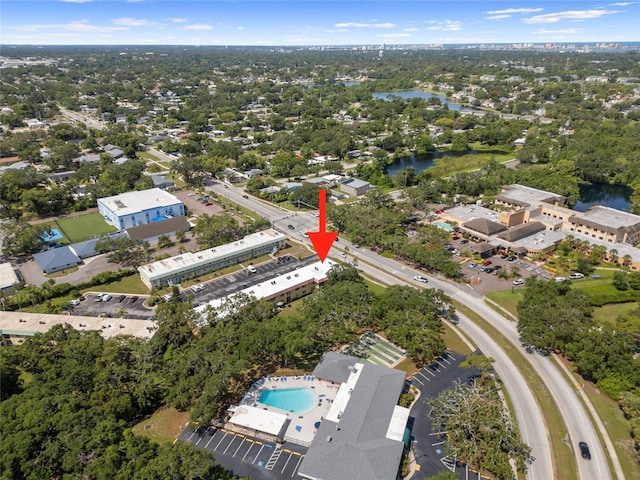 2003 Greenbriar Blvd Unit 1, Clearwater, FL 33763 - aerial overview of property's location featuring a nearby body of water and a pool