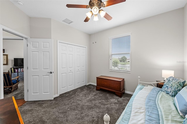 33219 Kateland Dr, Wesley Chapel, FL 33545 - carpeted bedroom featuring a closet, a ceiling fan, and baseboards
