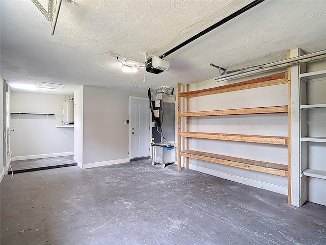 8329 Gulf Way, Hudson, FL 34667 - garage with water heater, baseboards, a garage door opener, and heating unit
