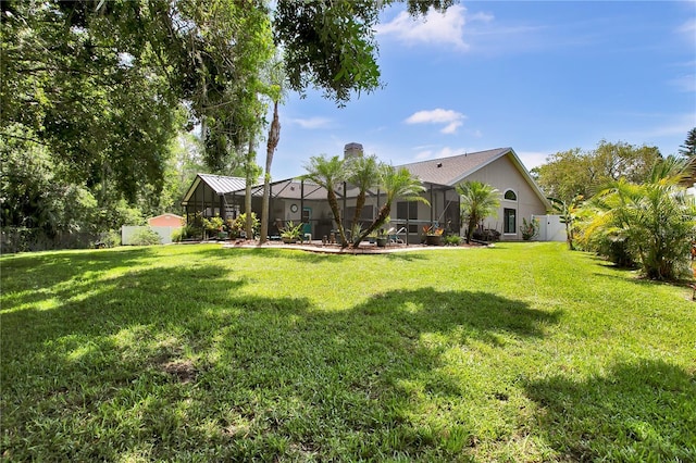 12219 Steppingstone Blvd, Tampa, FL 33635 - view of yard with a lanai
