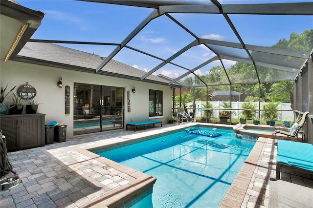 12219 Steppingstone Blvd, Tampa, FL 33635 - view of pool with a patio, a pool with connected hot tub, and a lanai